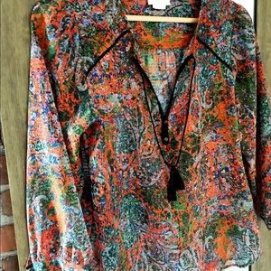 Anthro Edme & Esyllte Niya Boho Peasant Tassel Top